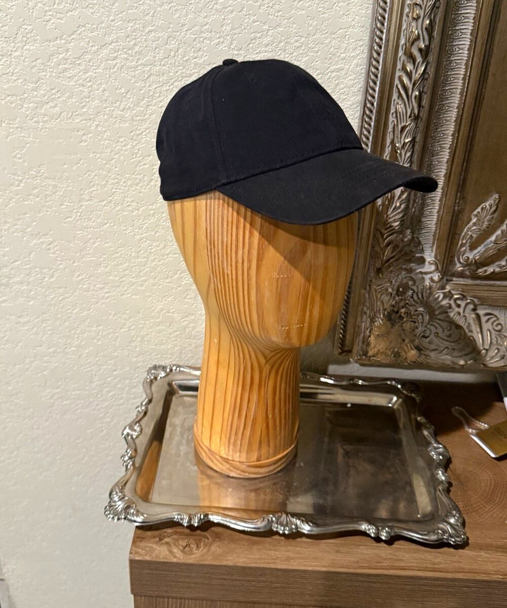 Men’s Black Solid Adjustable Baseball Cap Buckle Strap One Size